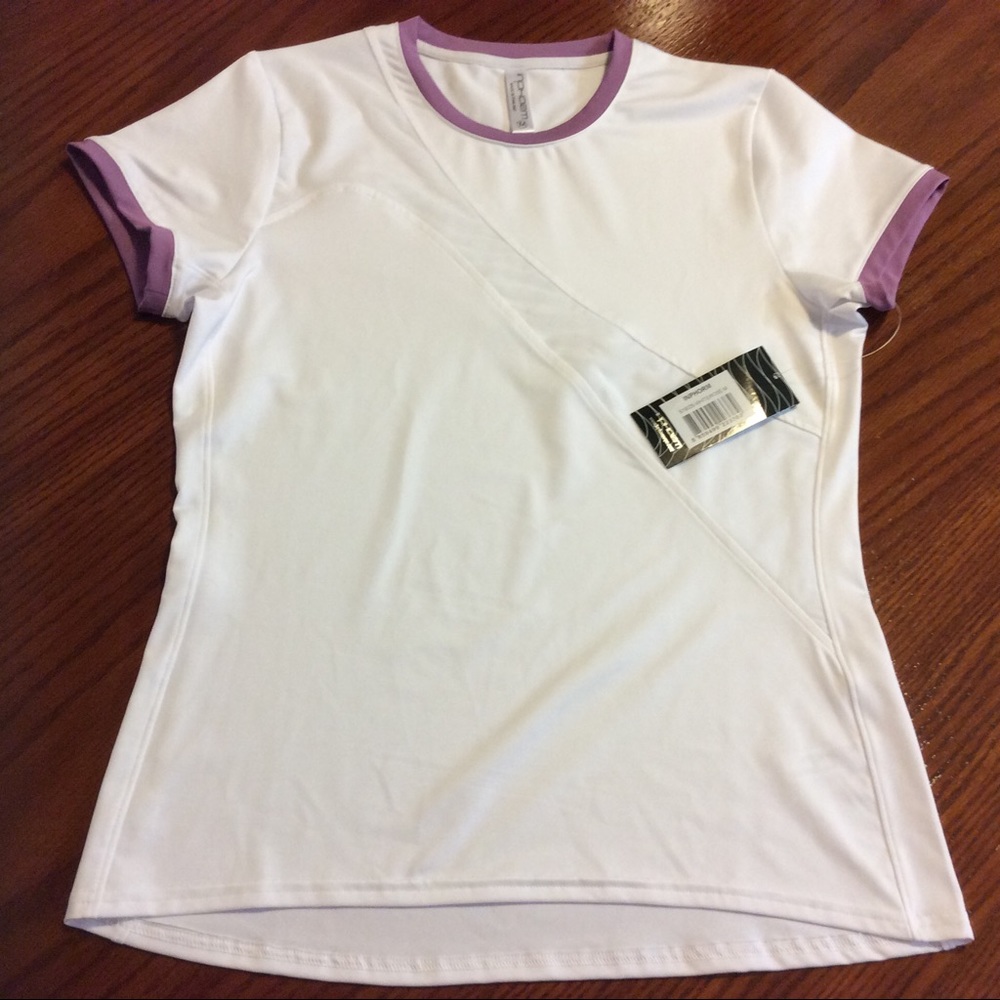 NWT INPHORM WHITE / ROSE MESH ATHLETIC TOP SZ M